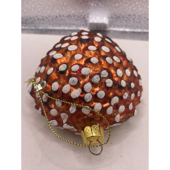 Glass Santa Christmas Ornament Pinecone Shape Red Coat Green Tree Glitter - Picture 5 of 7